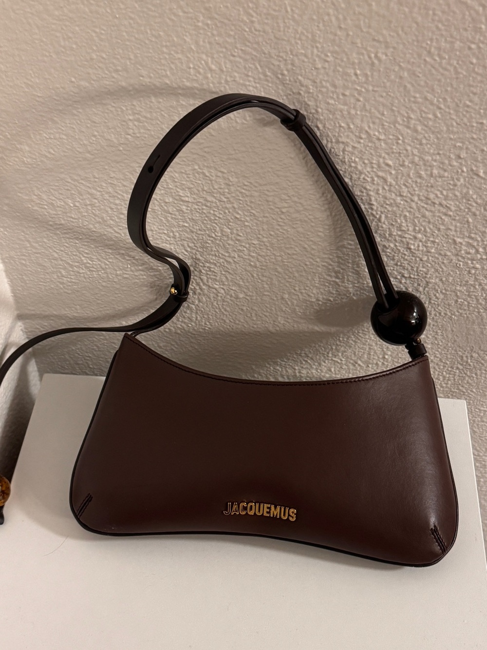 Jacquemus Le Bisou Perle Brown Leather Shoulder Bag
